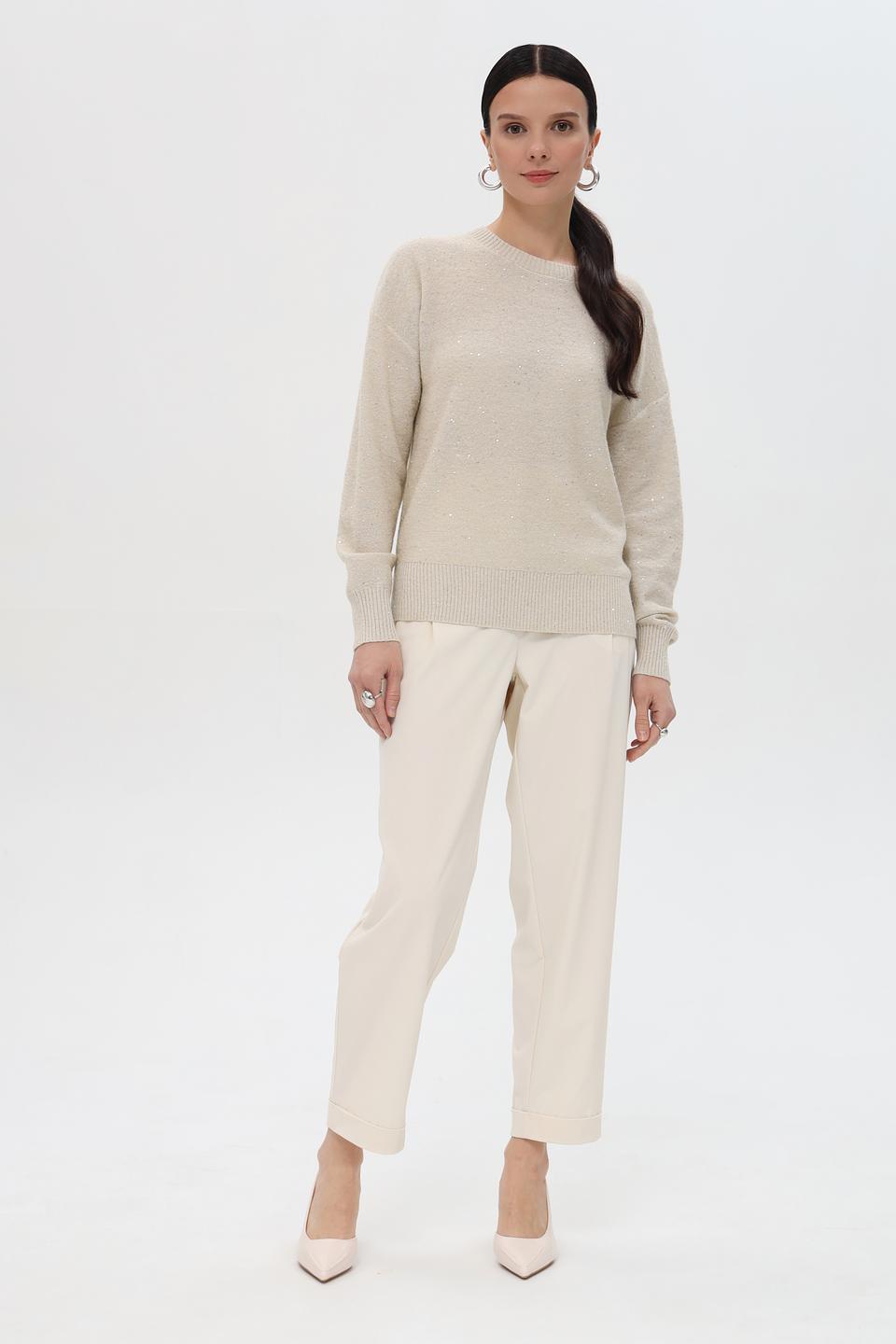 Пуловер Pezzo с пайетками бежевый