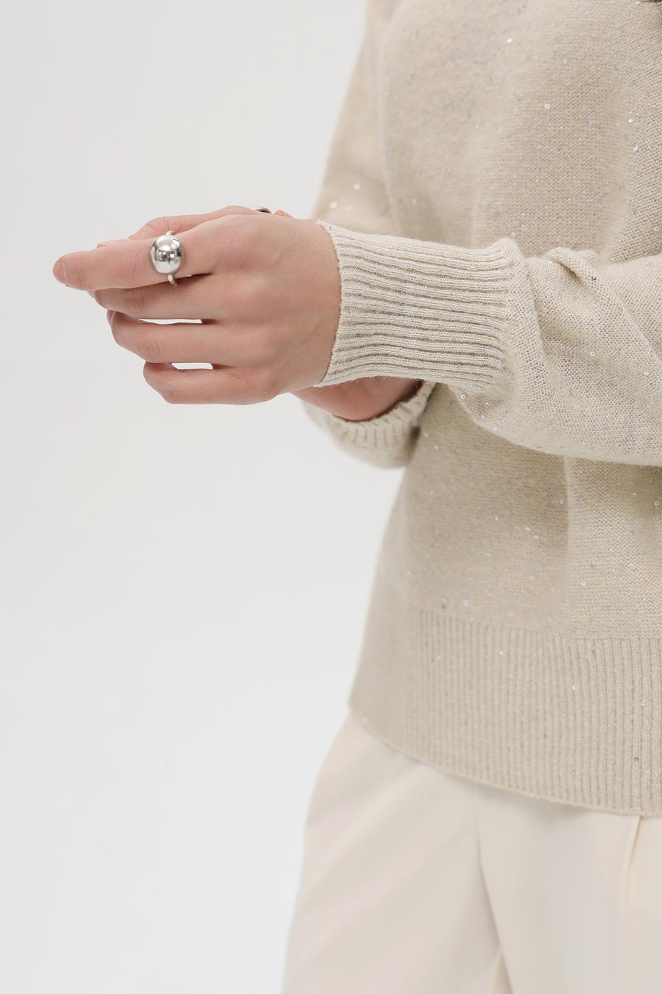 Пуловер Pezzo с пайетками бежевый