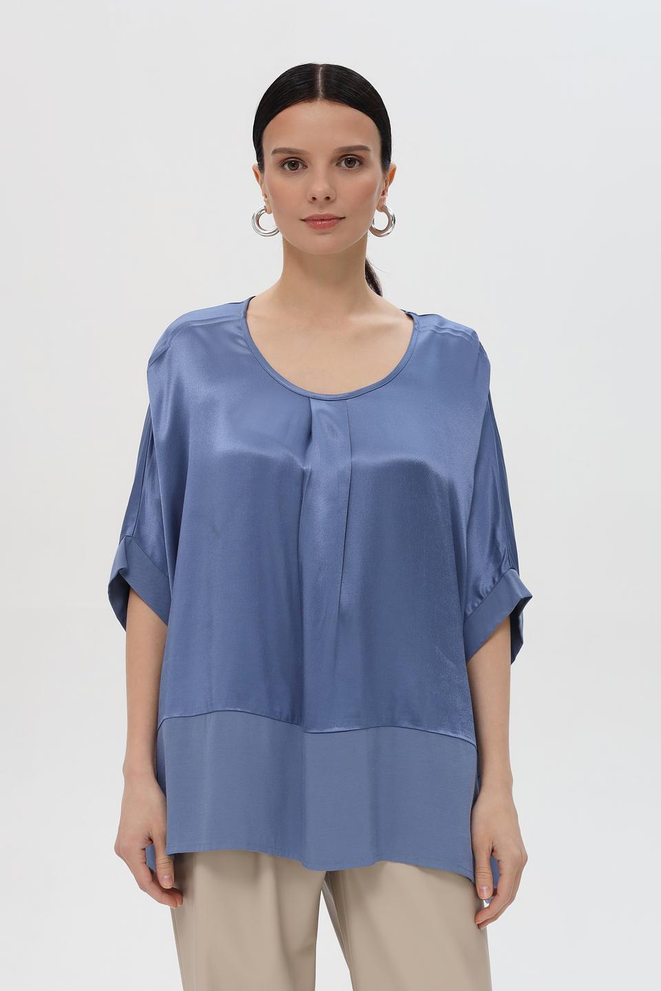 Блуза Pezzo атласная голубая