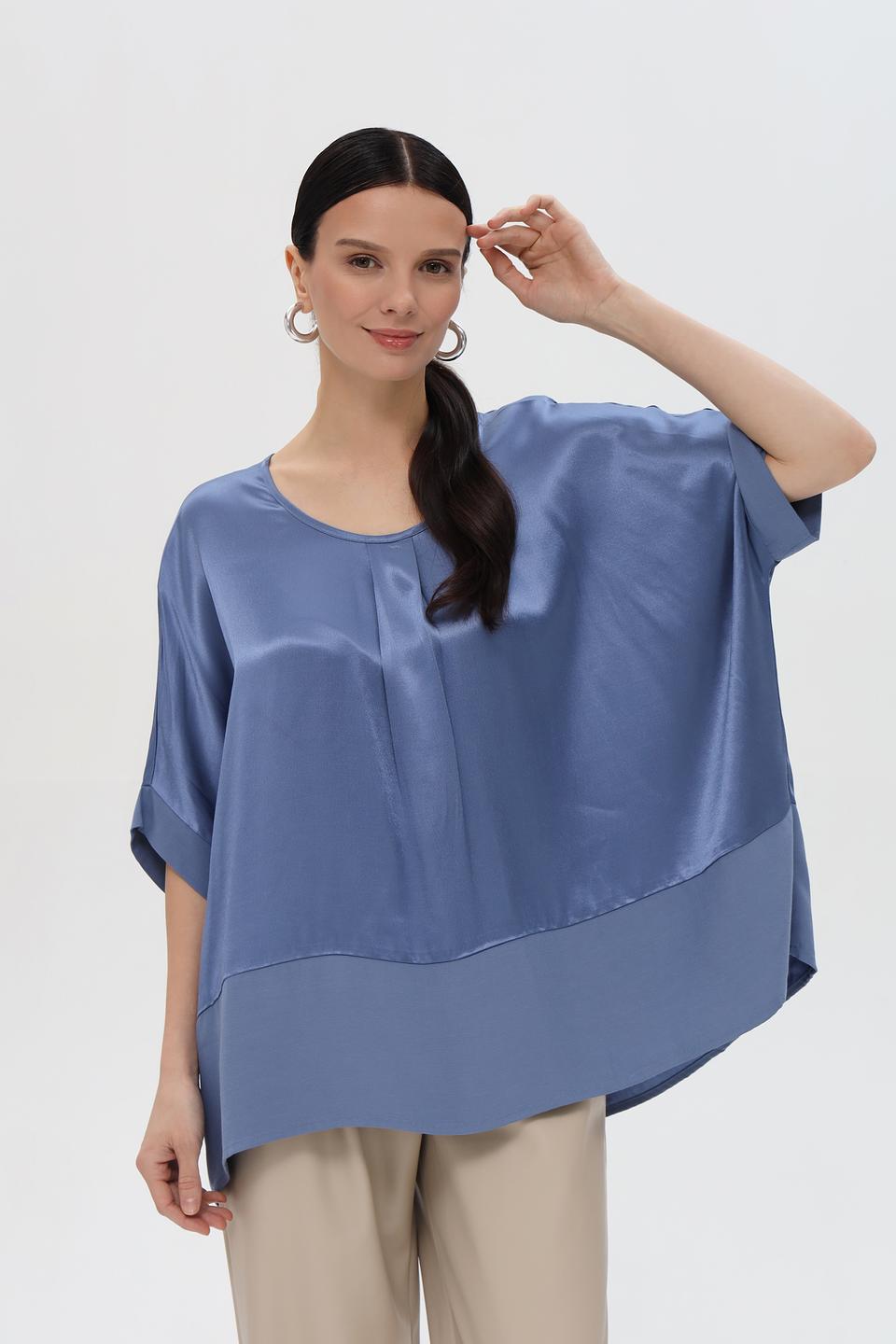Блуза Pezzo атласная голубая