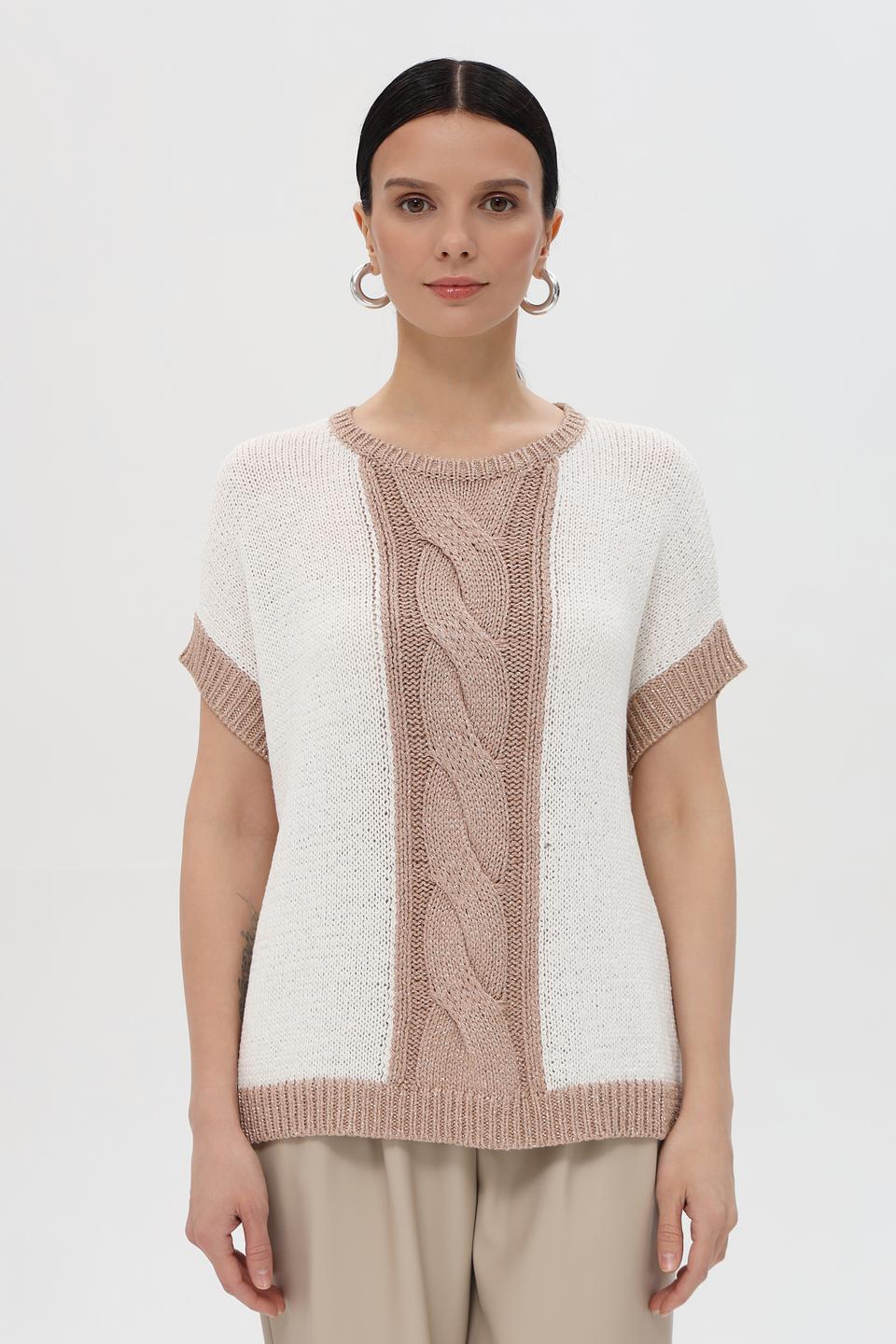 Пуловер Pezzo с косами бежевый