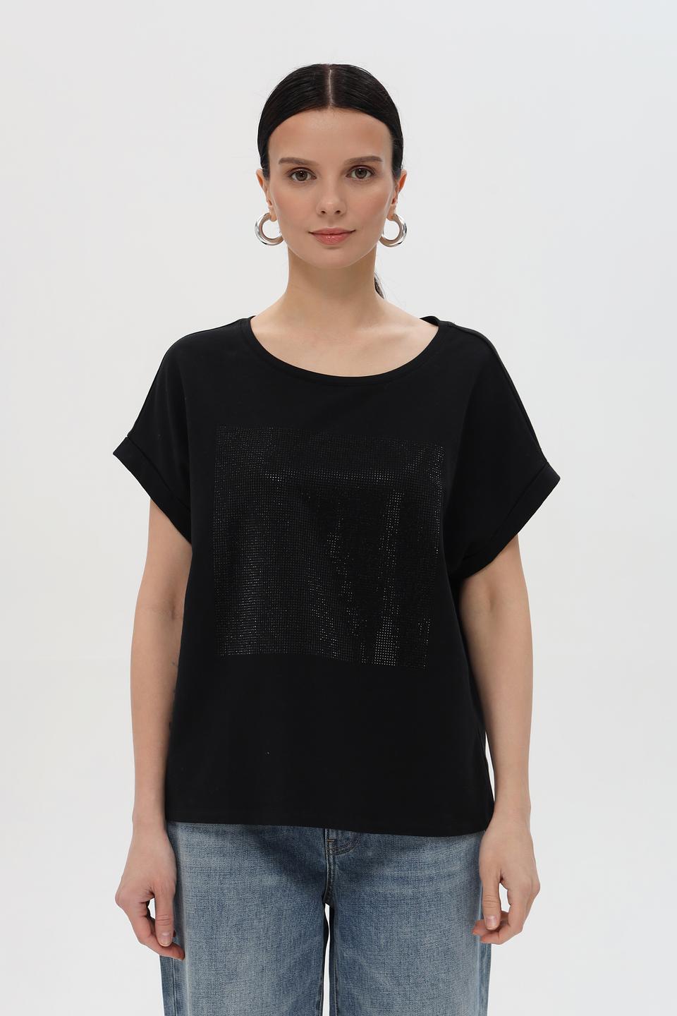 Футболка Pezzo с кристаллами чёрная