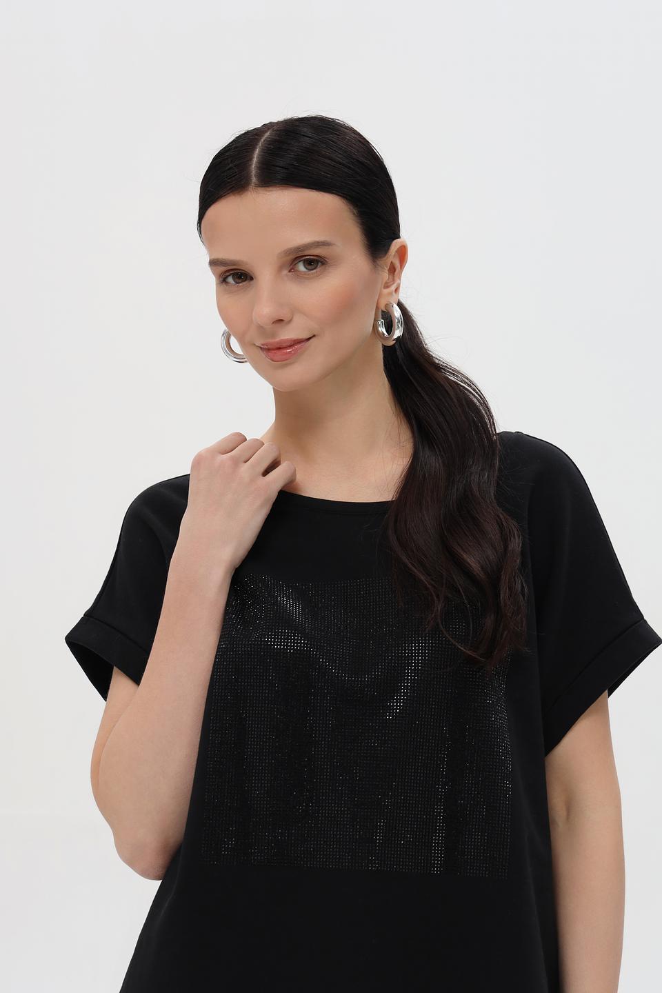 Футболка Pezzo с кристаллами чёрная