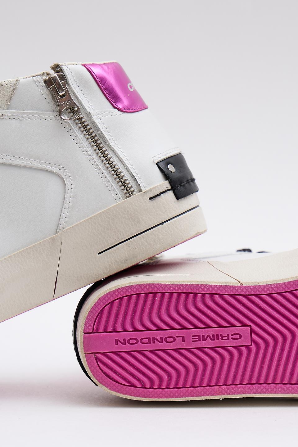 Кеды Crime London белые с фуксией