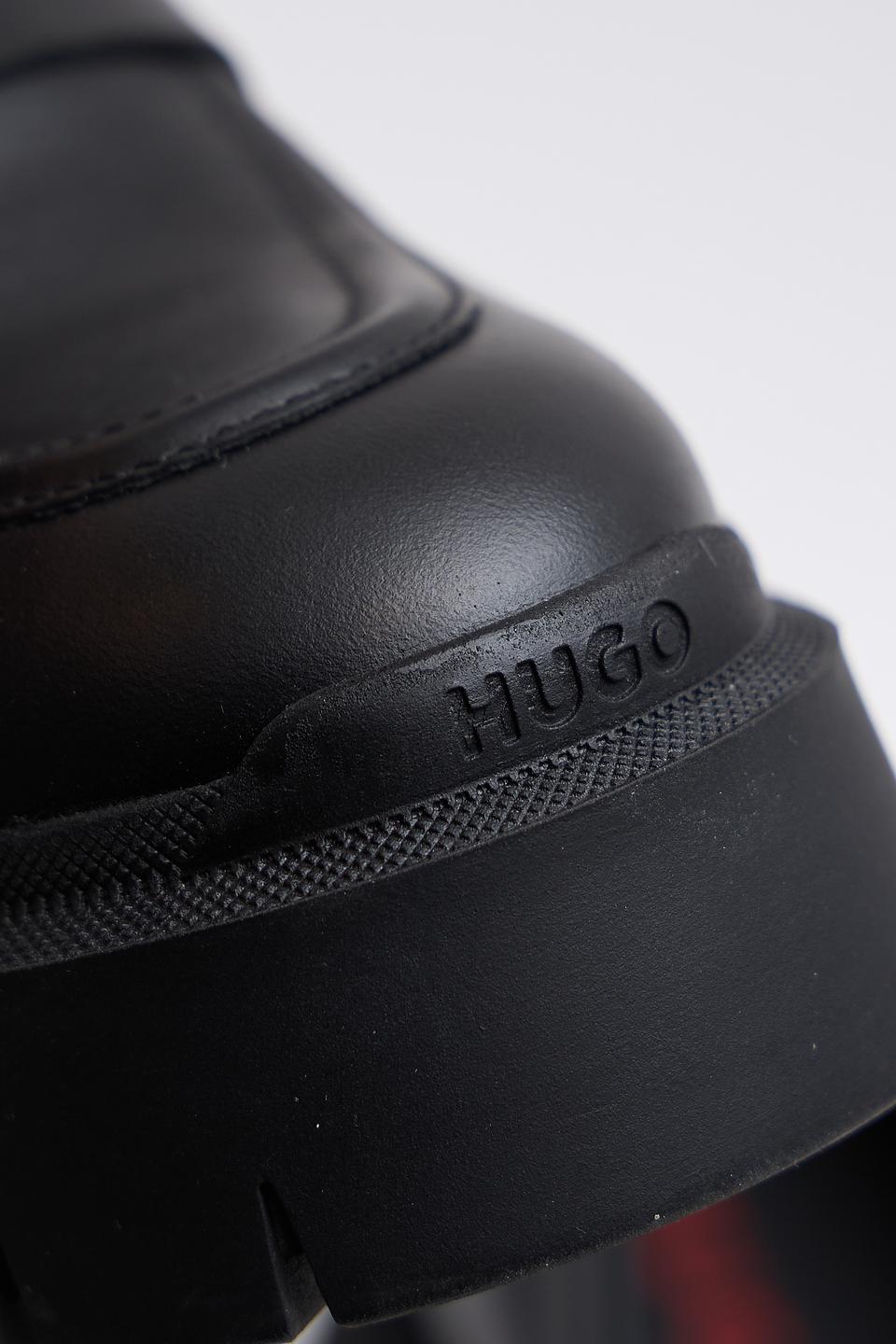 Лоферы Hugo на массивной подошве чёрные