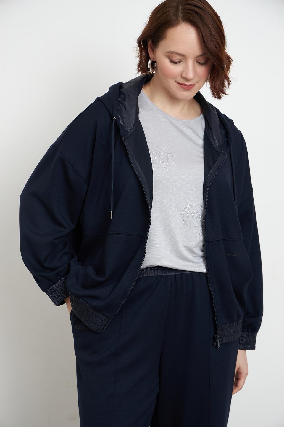 Жакет MORE and MORE с капюшоном тёмно-синий