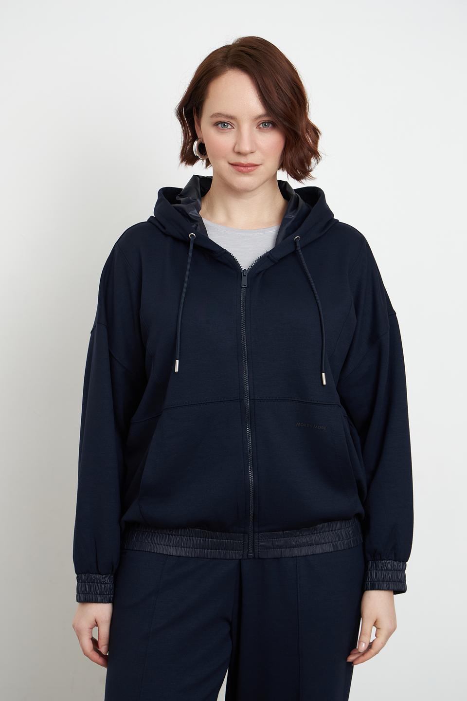 Жакет MORE and MORE с капюшоном тёмно-синий