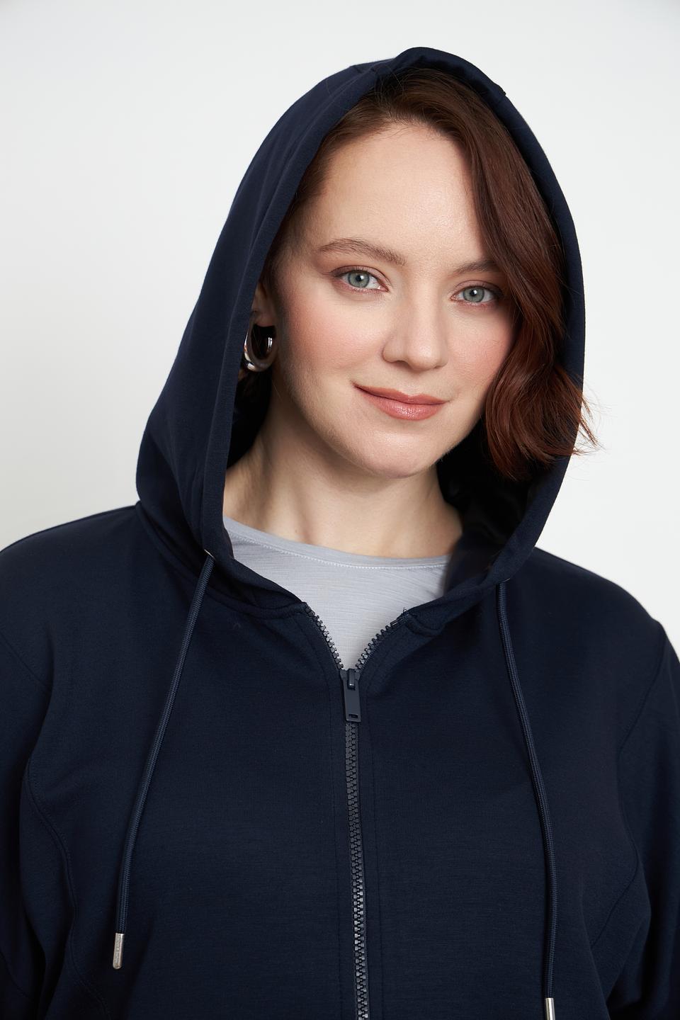 Жакет MORE and MORE с капюшоном тёмно-синий