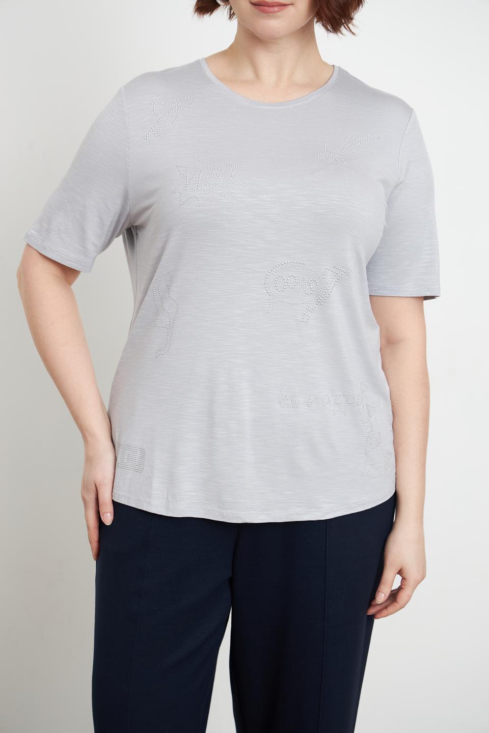 Футболка Lebek с принтом серая