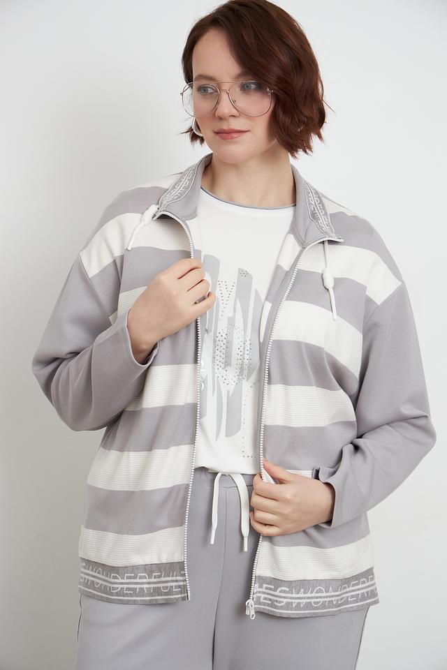 Жакет Lebek полоска серый
