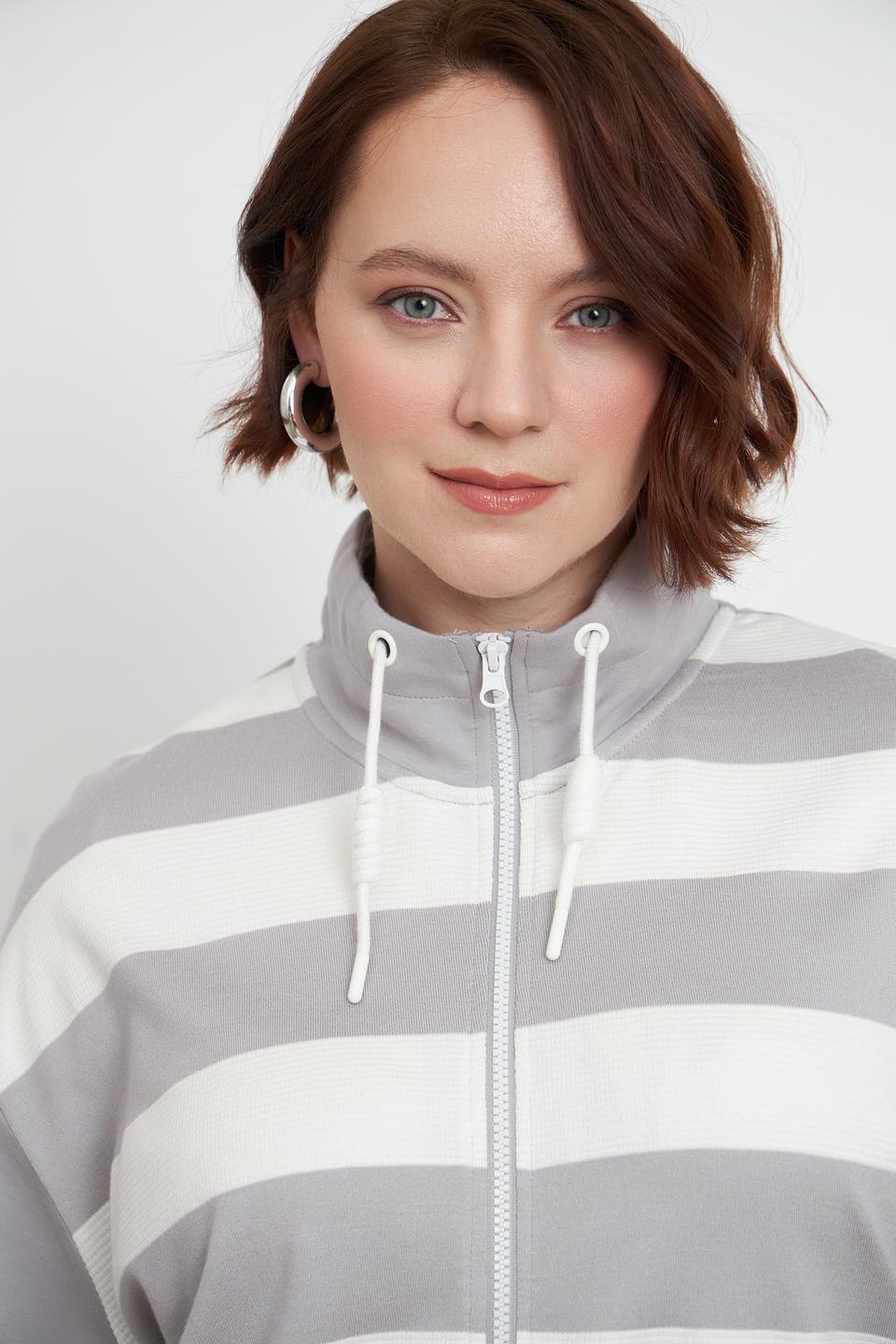 Жакет Lebek полоска серый