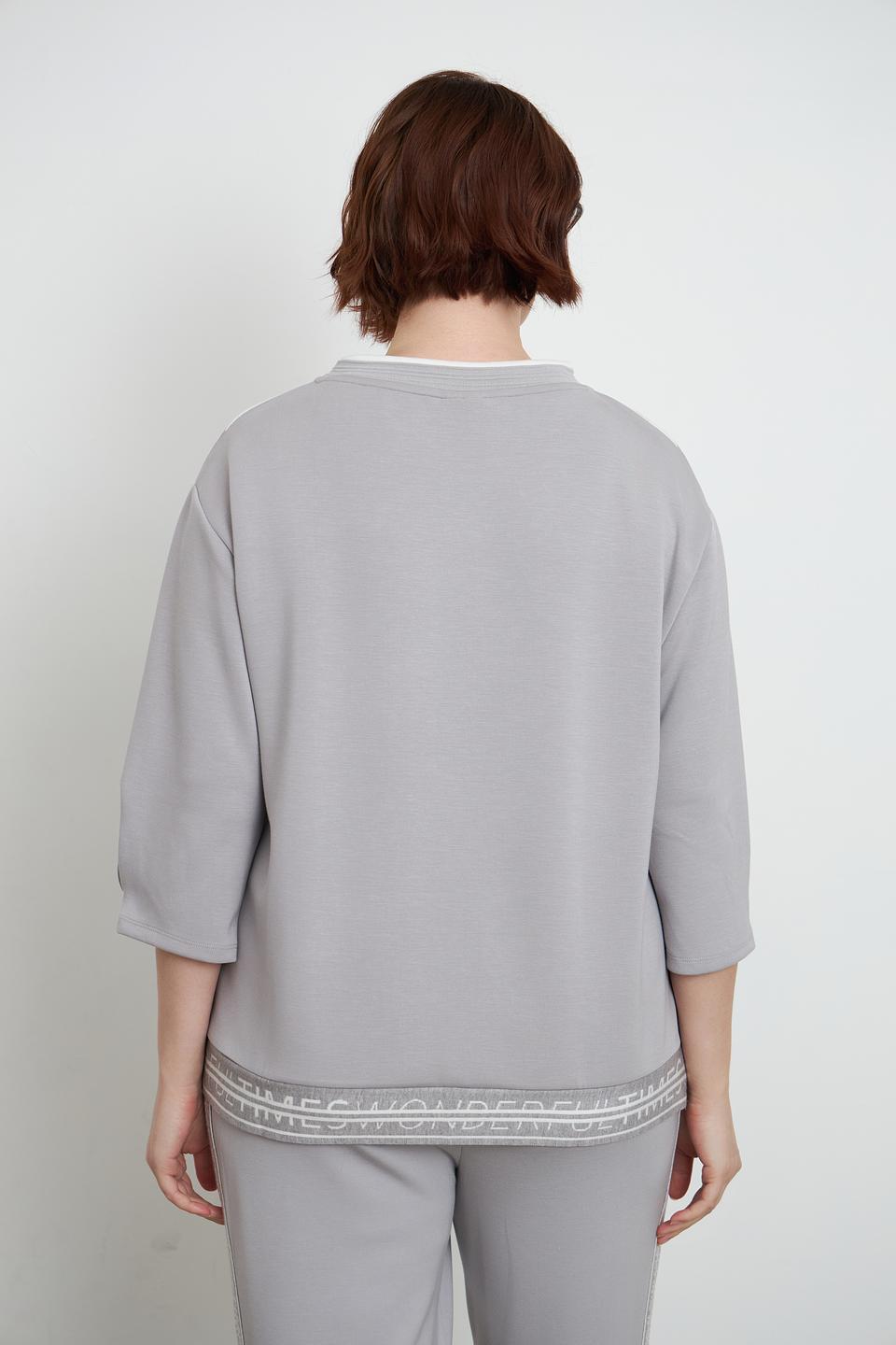 Пуловер Lebek в полоску серый