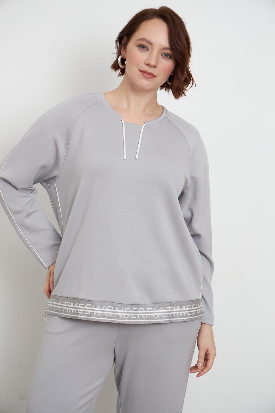 Пуловер Lebek серый с полосой