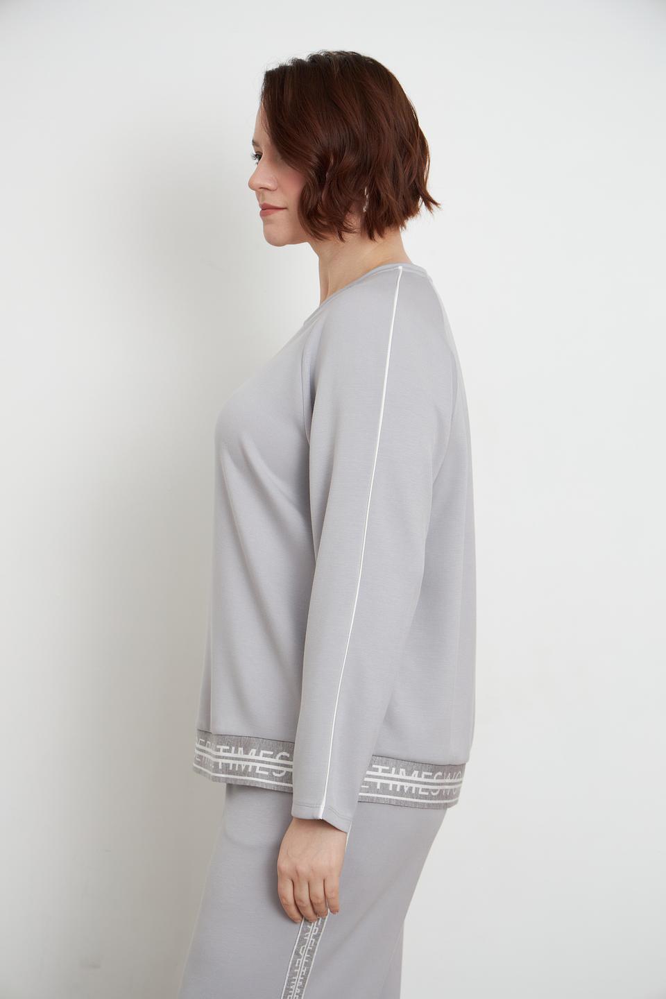 Пуловер Lebek серый с полосой