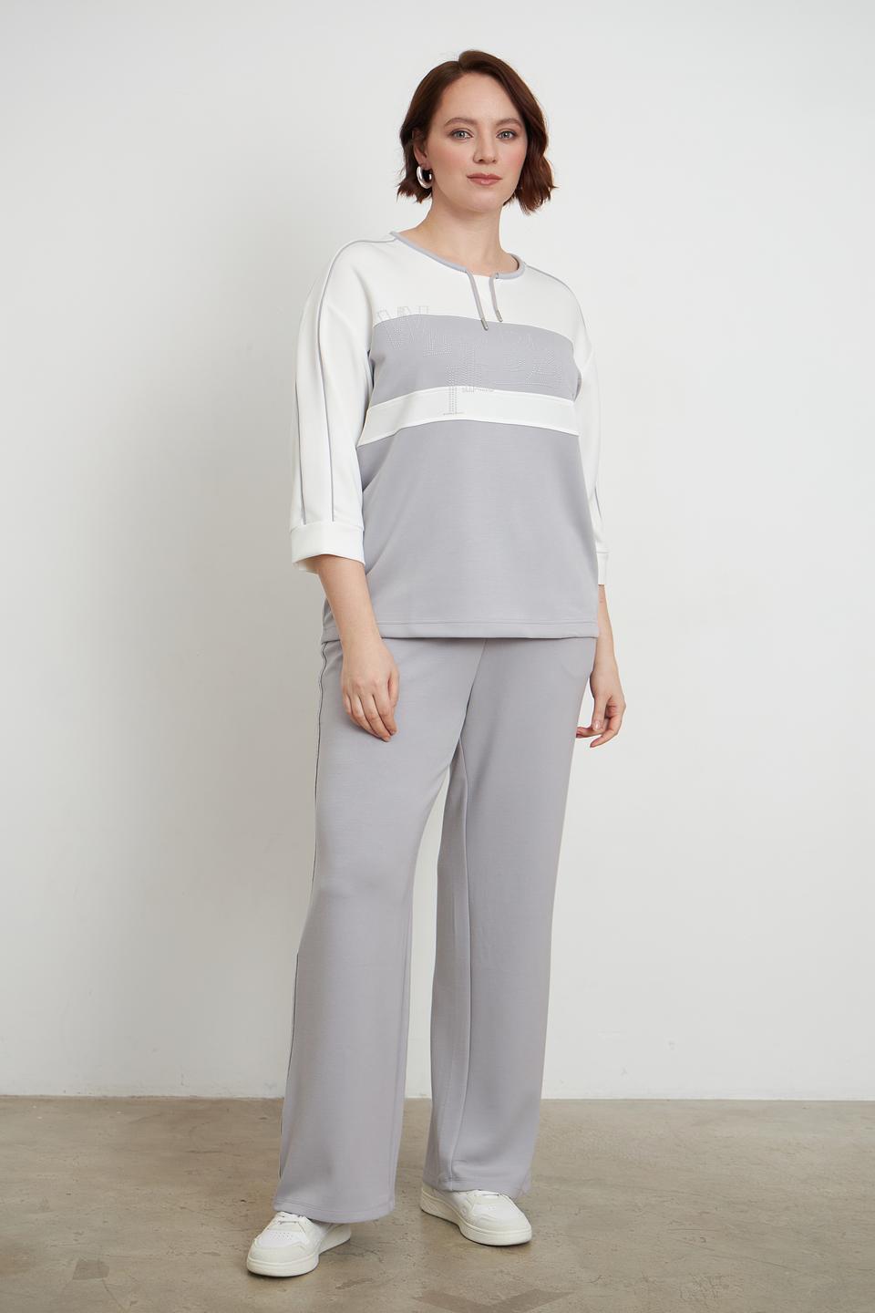 Пуловер Lebek с логотипом серый