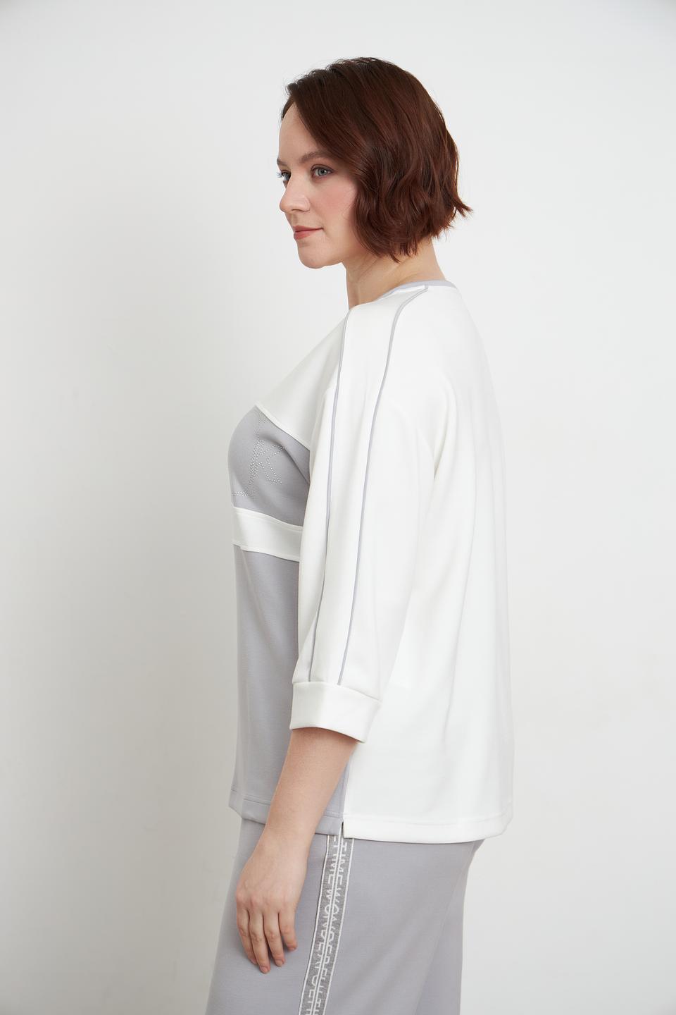 Пуловер Lebek с логотипом серый