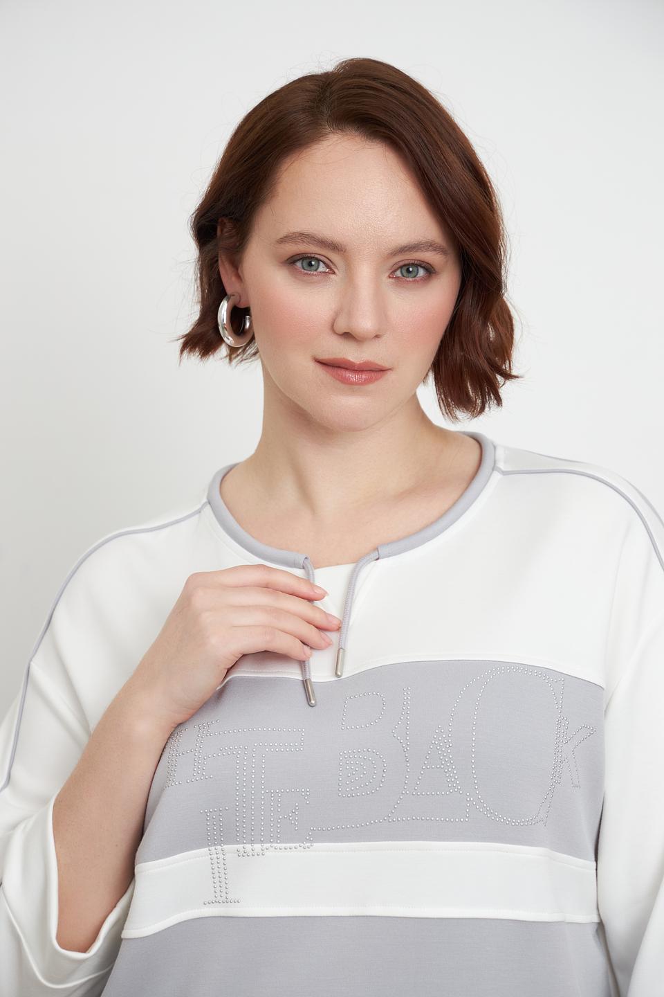 Пуловер Lebek с логотипом серый