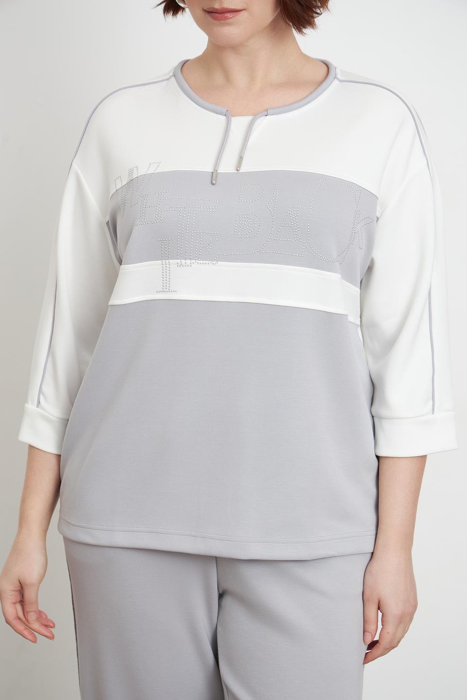 Пуловер Lebek с логотипом серый