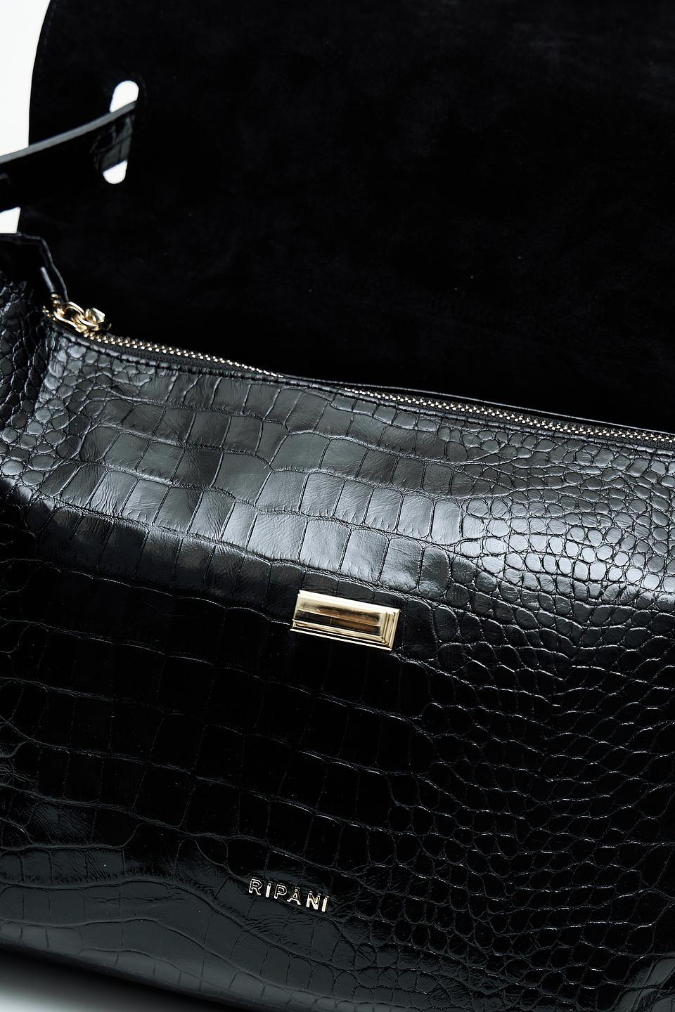 Сумка Ripani под крокодила чёрная