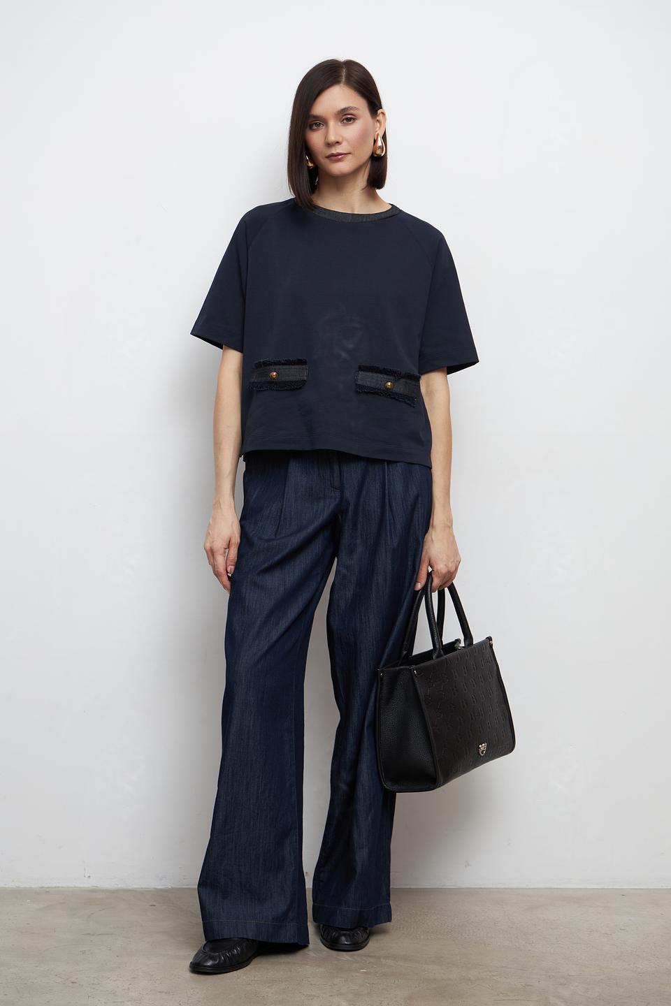 Джинсы палаццо Luisa Cerano тёмно-синие