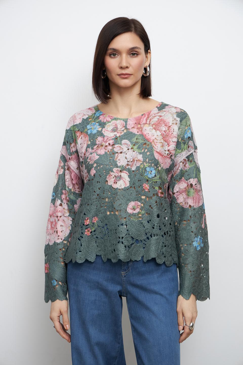 Пуловер Oui с цветочным принтом