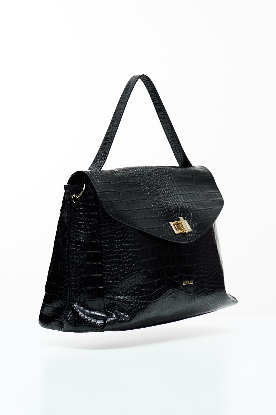 Сумка Ripani под крокодила чёрная