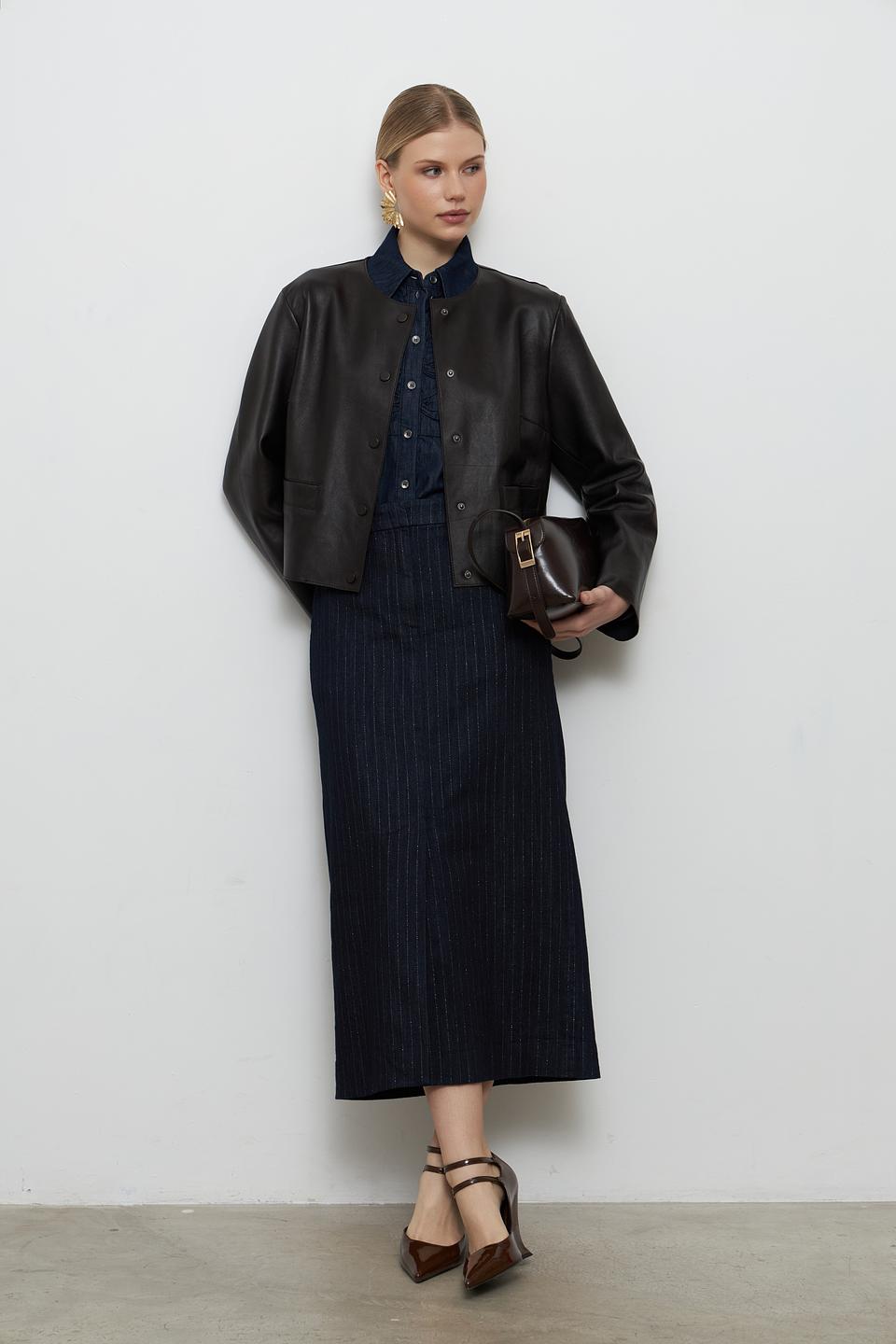 Жакет Rich and Royal кожаный чёрный