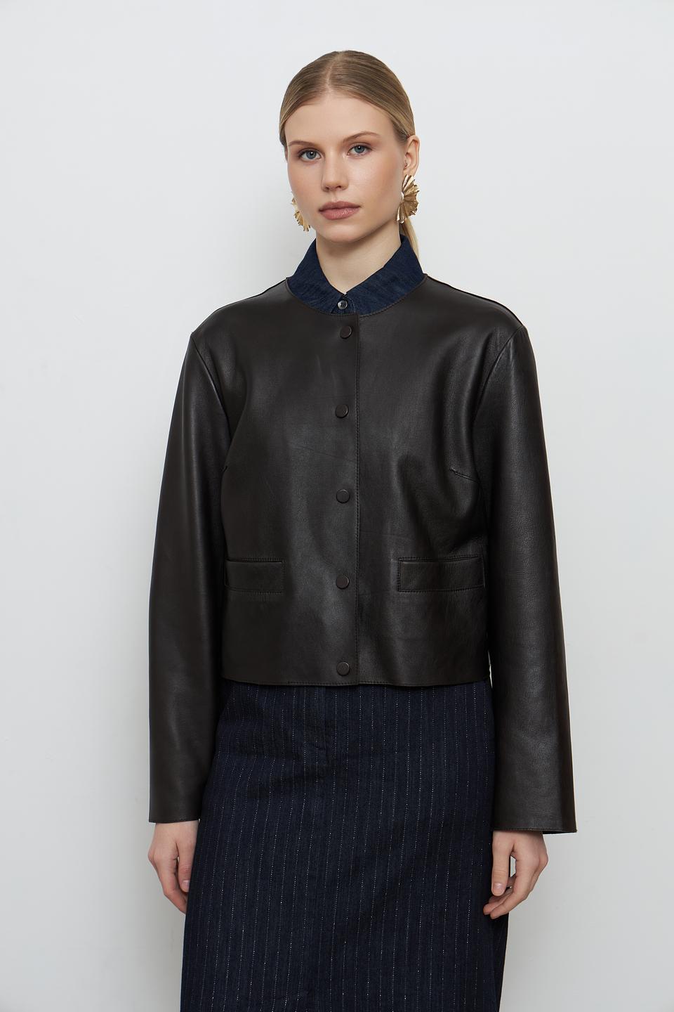 Жакет Rich and Royal кожаный чёрный