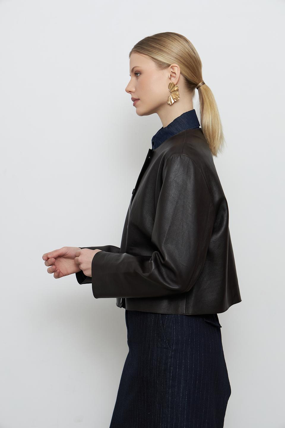 Жакет Rich and Royal кожаный чёрный