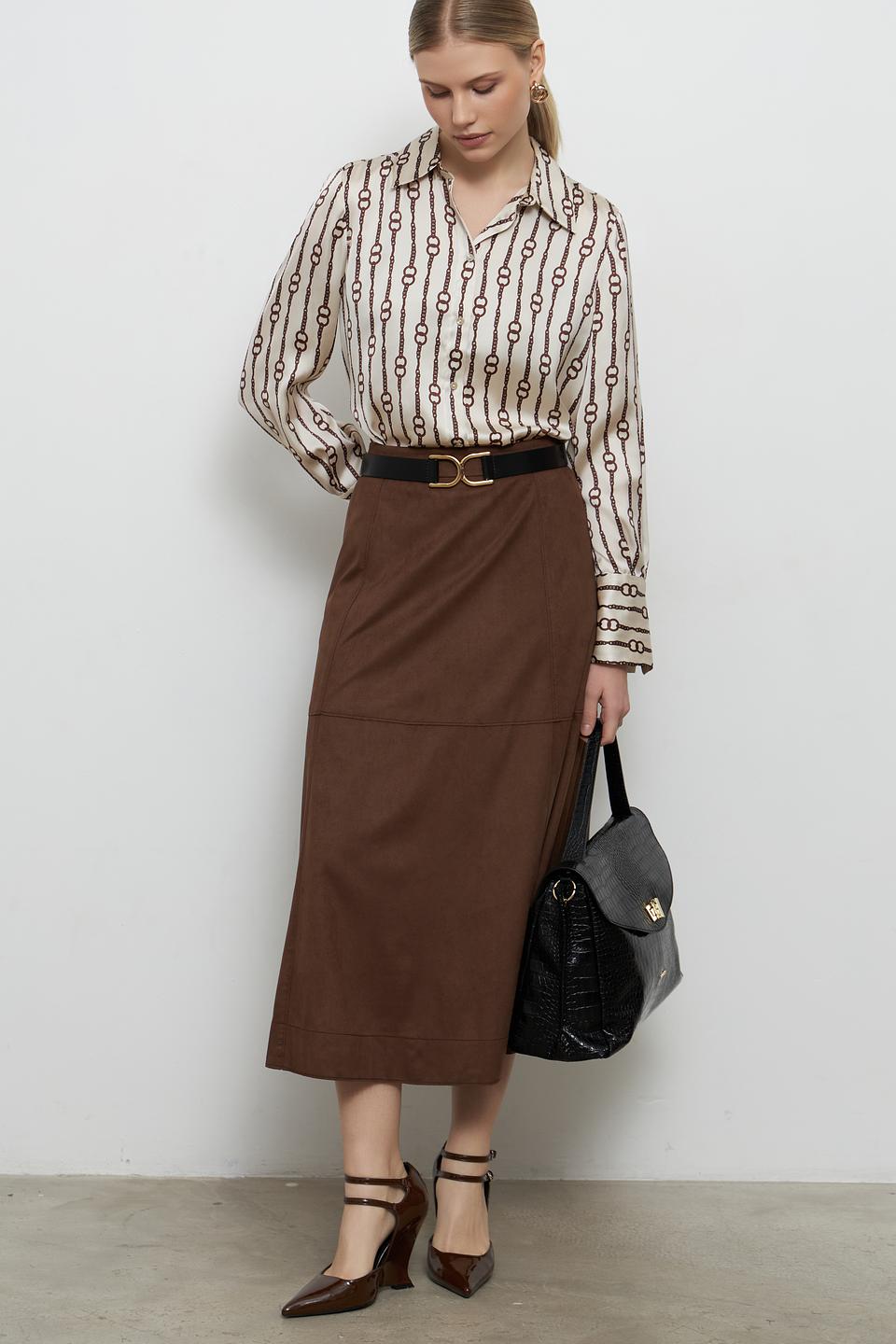 Юбка миди Oui коричневая