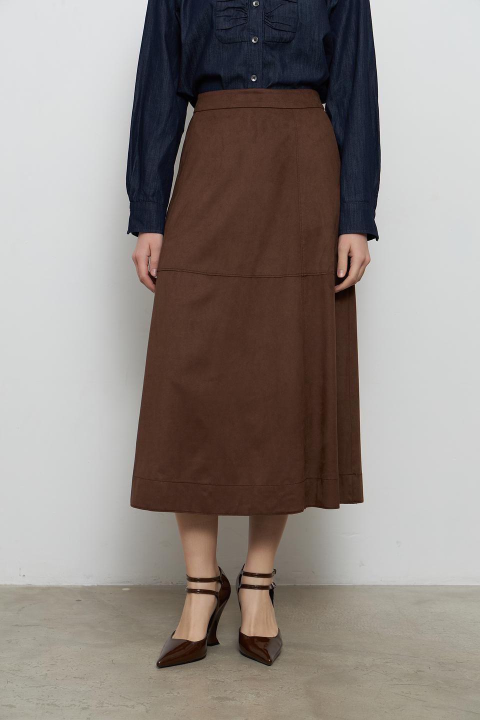 Юбка миди Oui коричневая