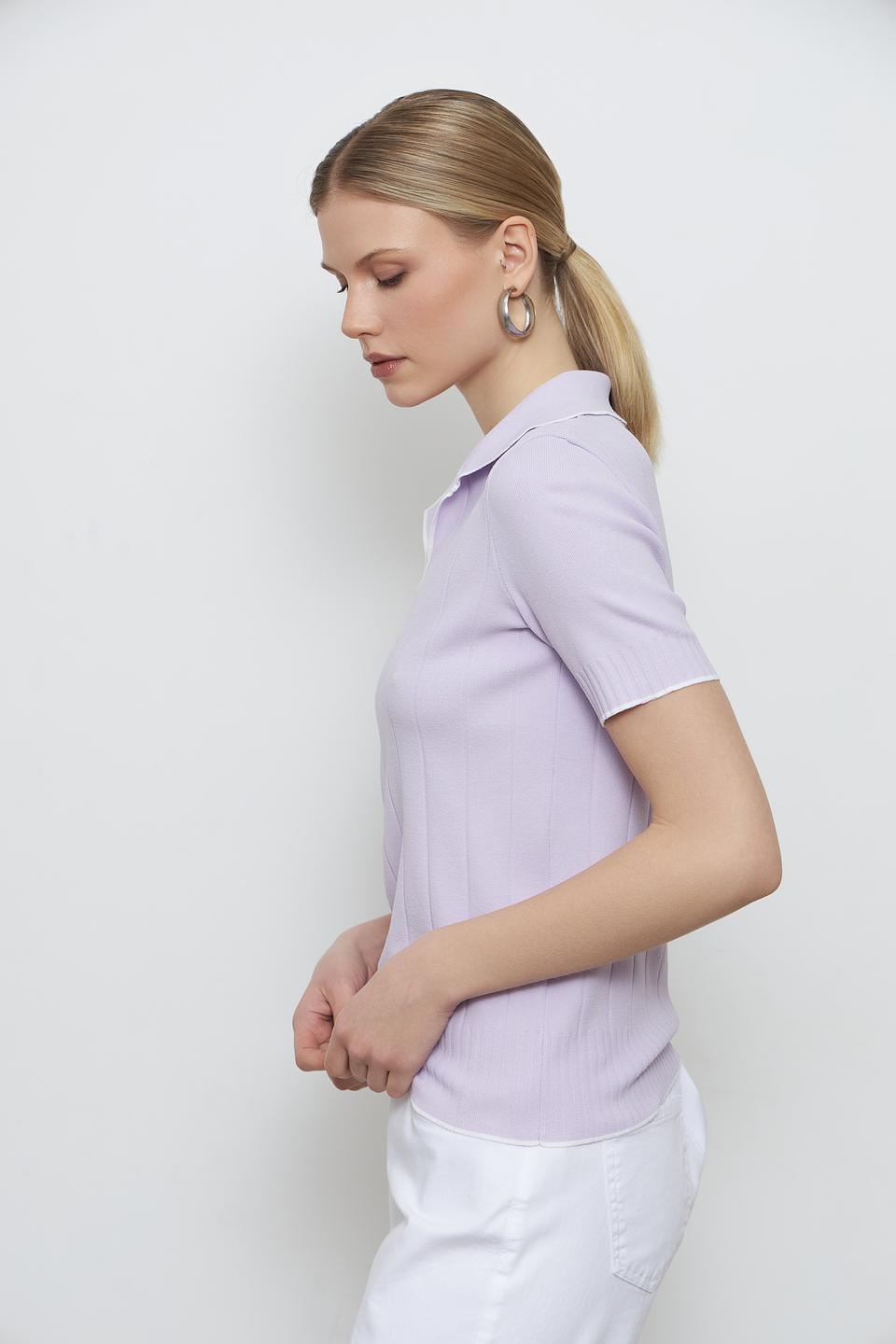 Джемпер Tricotier с воротником-поло лавандовый
