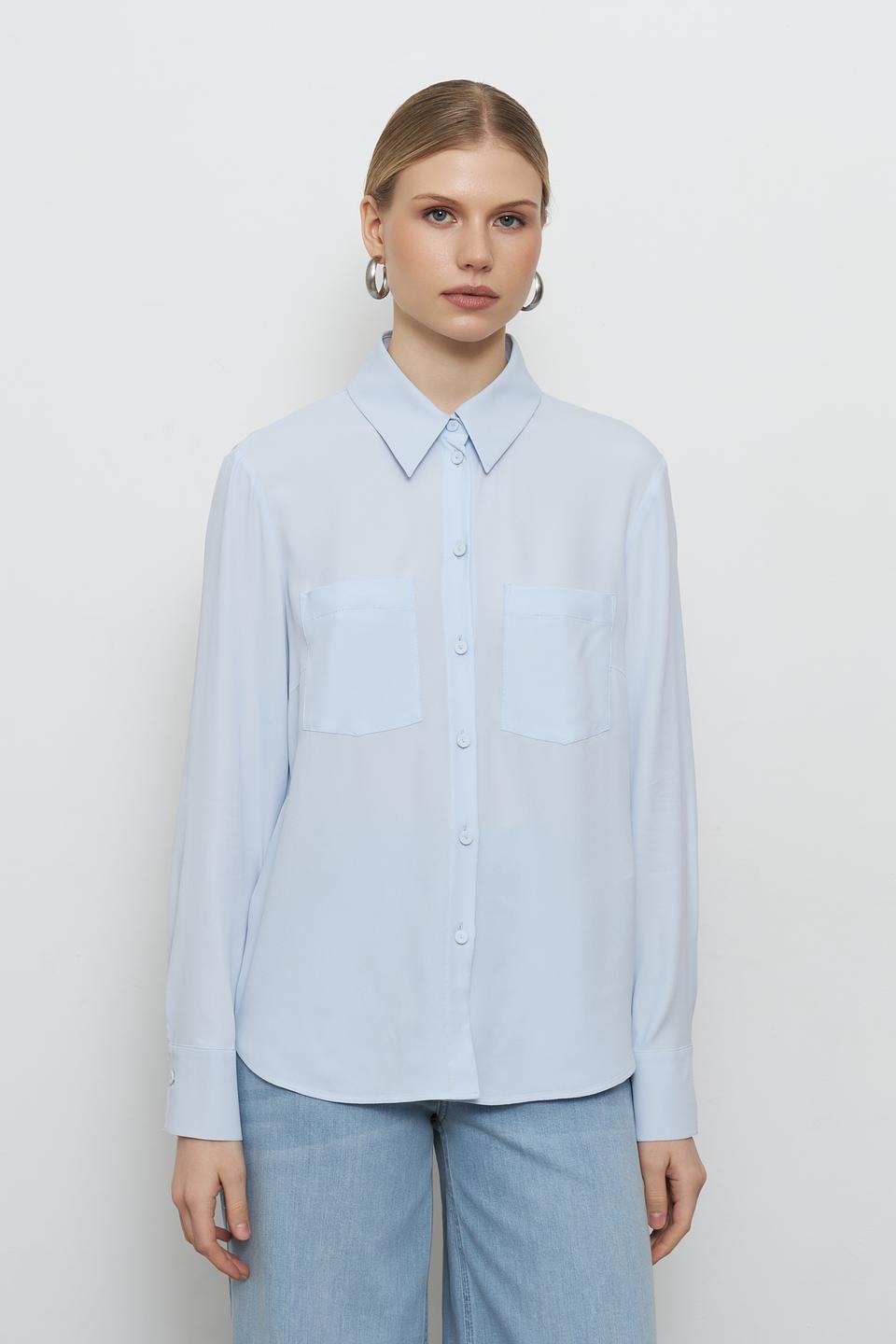 Блуза Luisa Cerano голубая с карманом