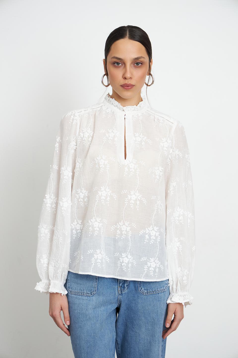 Блуза Oui с вышивкой, белый