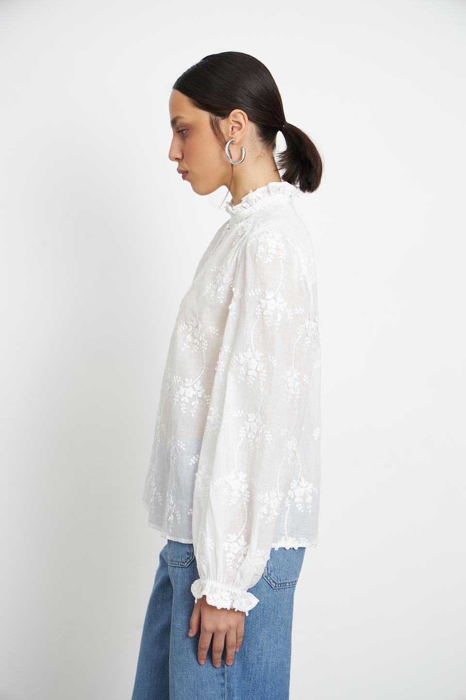 Блуза Oui с вышивкой, белый