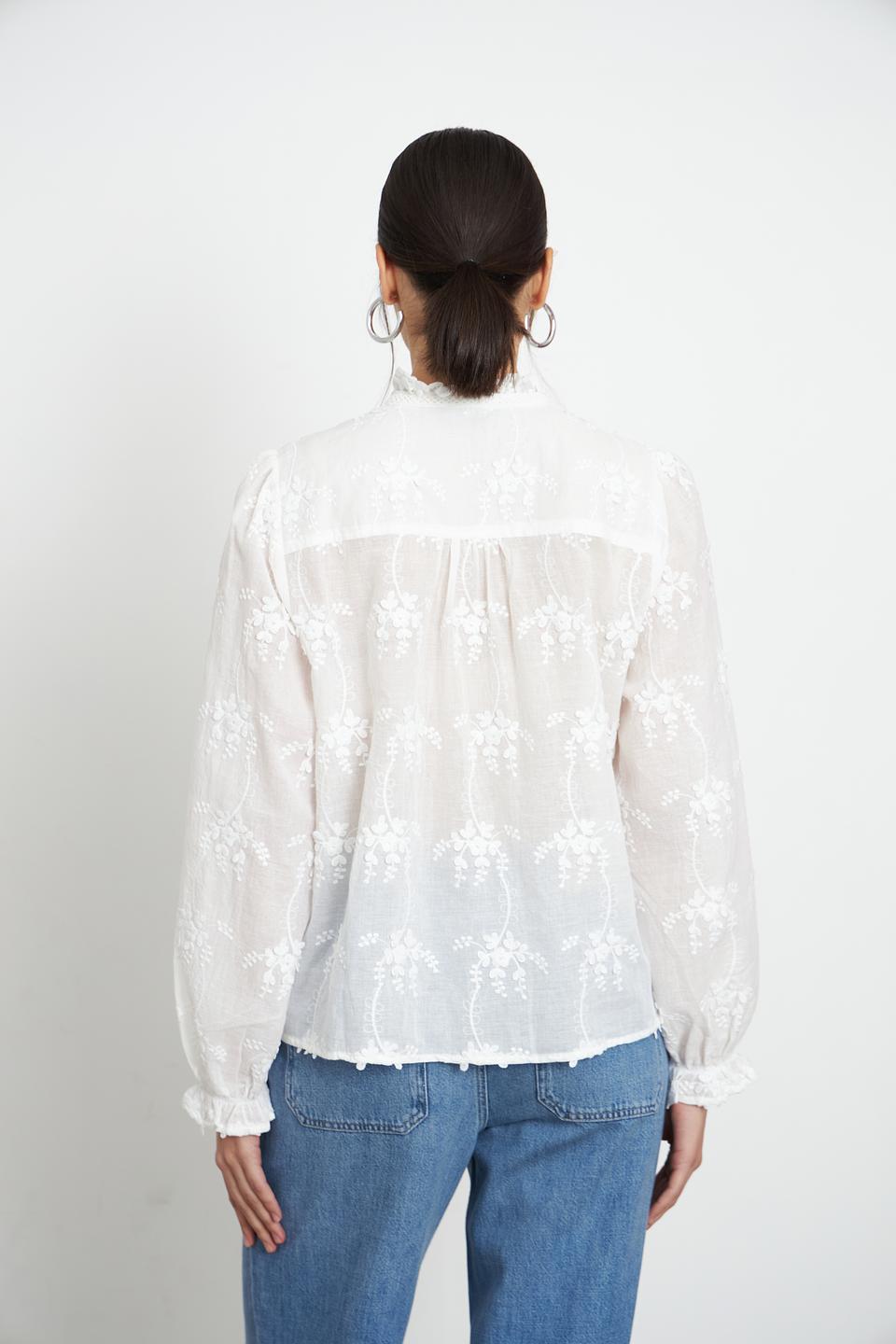 Блуза Oui с вышивкой, белый