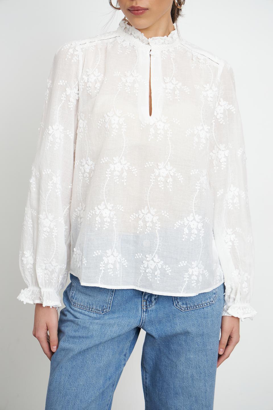 Блуза Oui с вышивкой, белый