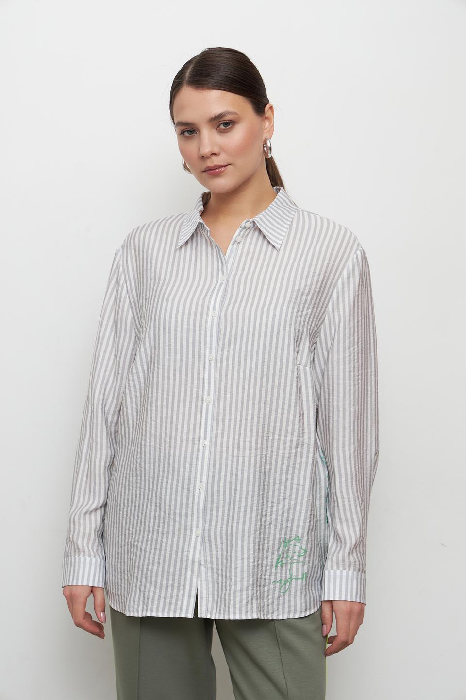 Блуза Lebek в полоску с вышивкой