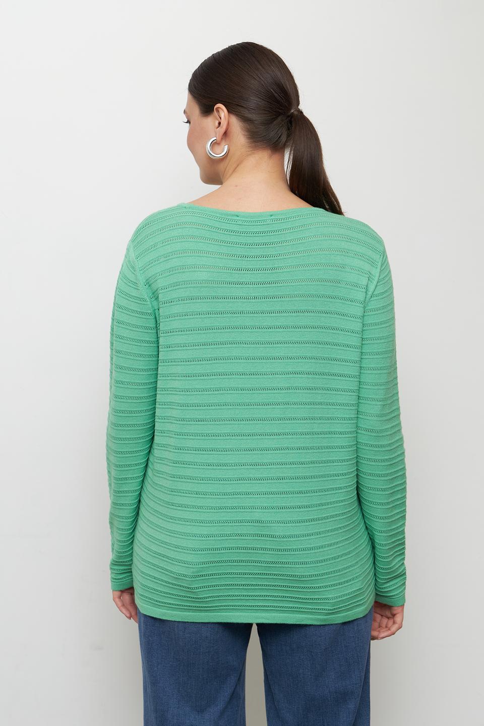 Пуловер Lebek зелёный в полоску