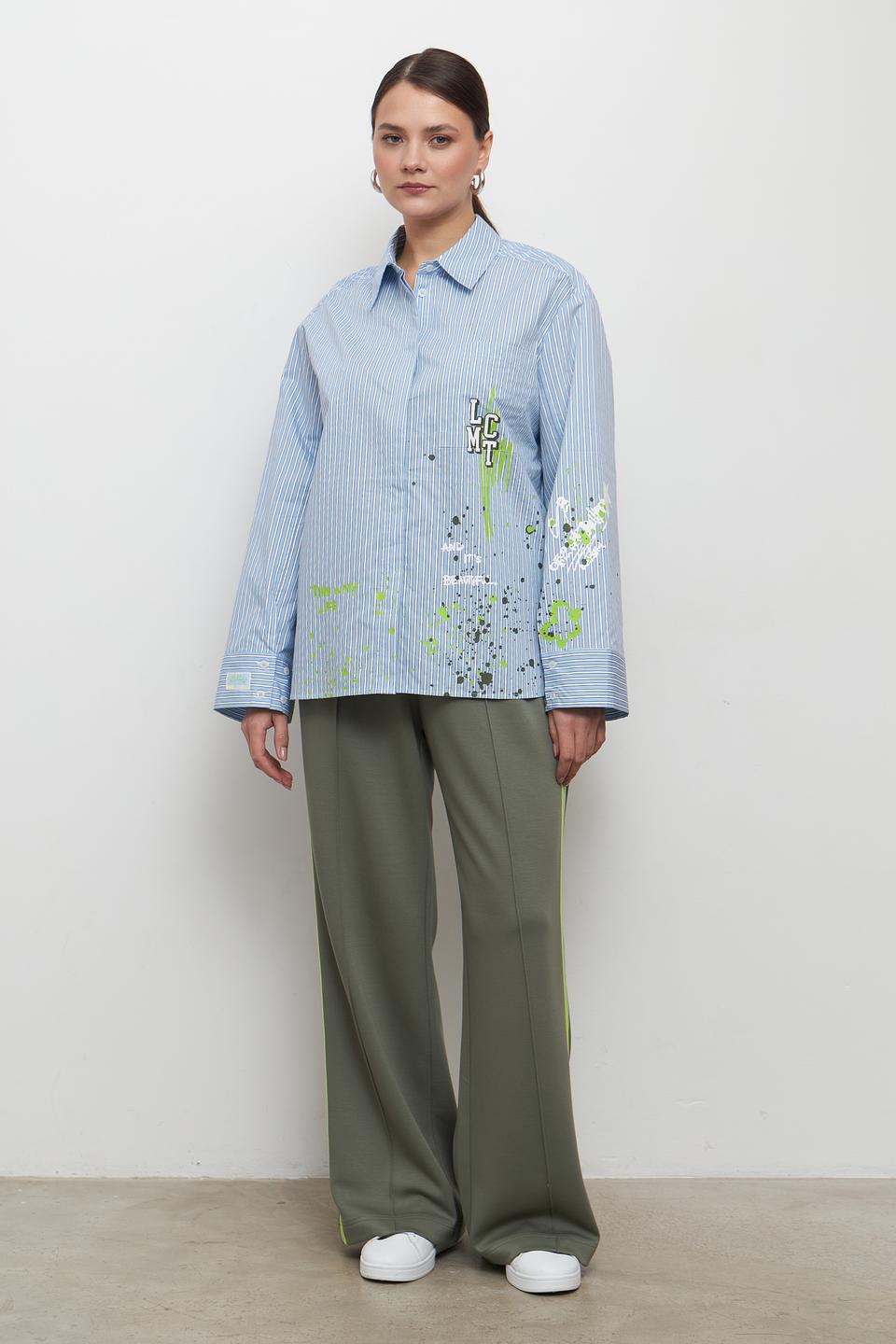 Блуза Lecomte в полоску с принтом