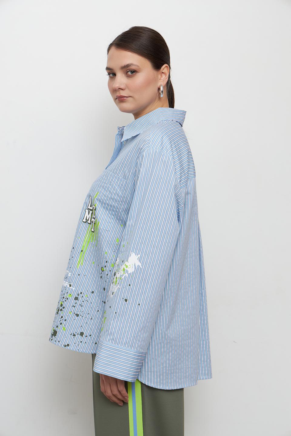 Блуза Lecomte в полоску с принтом