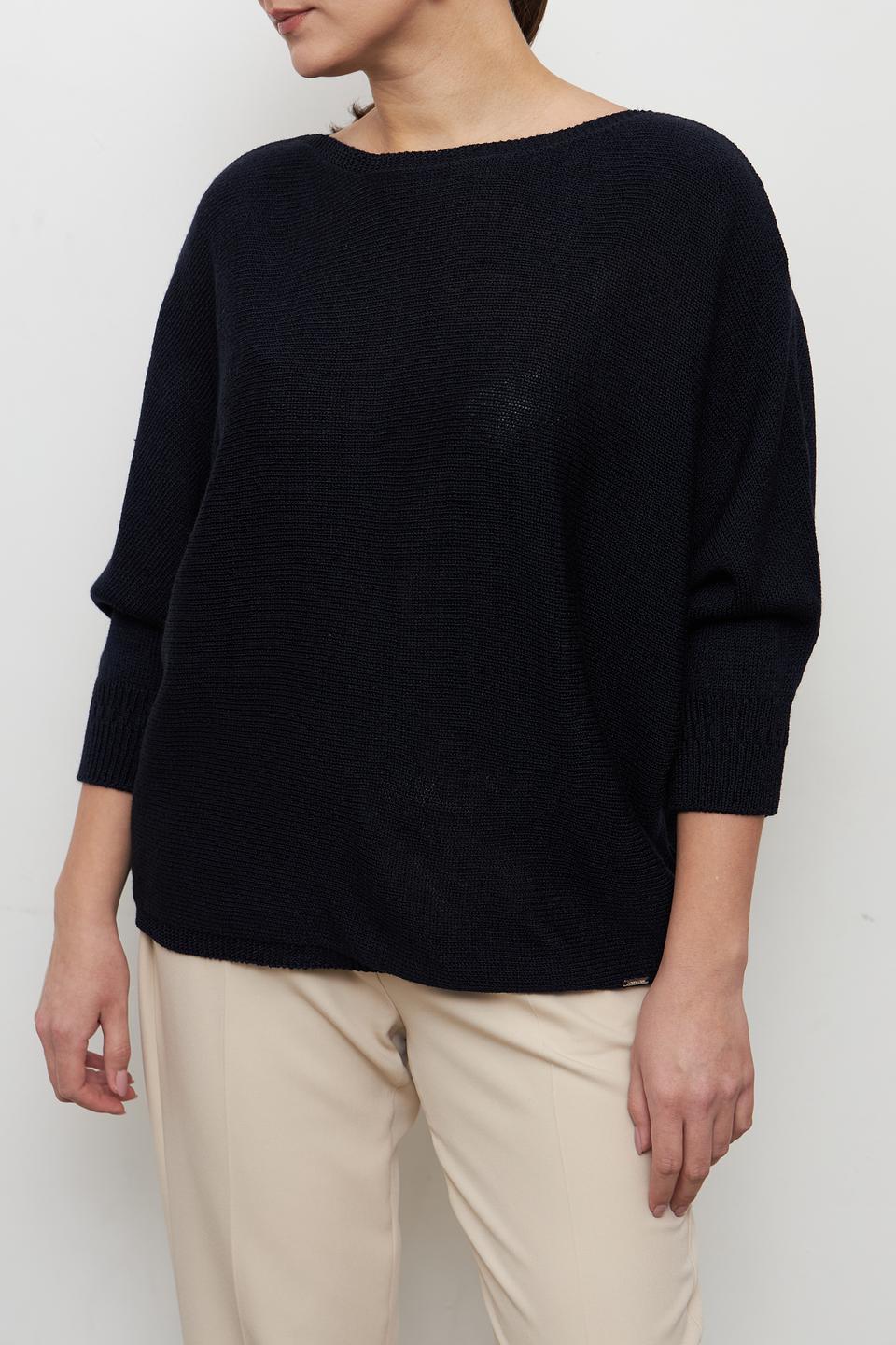 Пуловер MORE and MORE тёмно-синий с вырезом