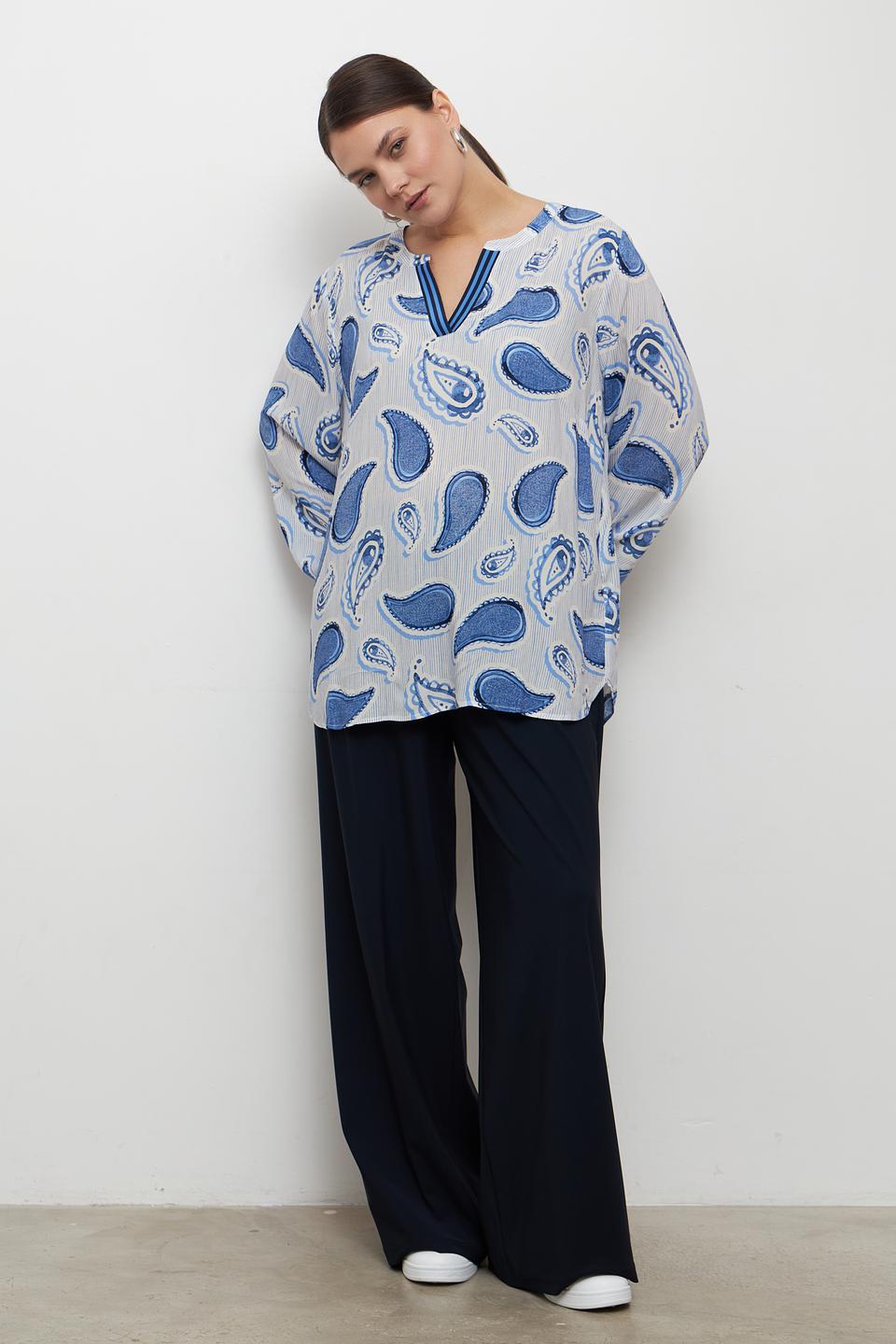 Блуза Frapp с пейсли голубой