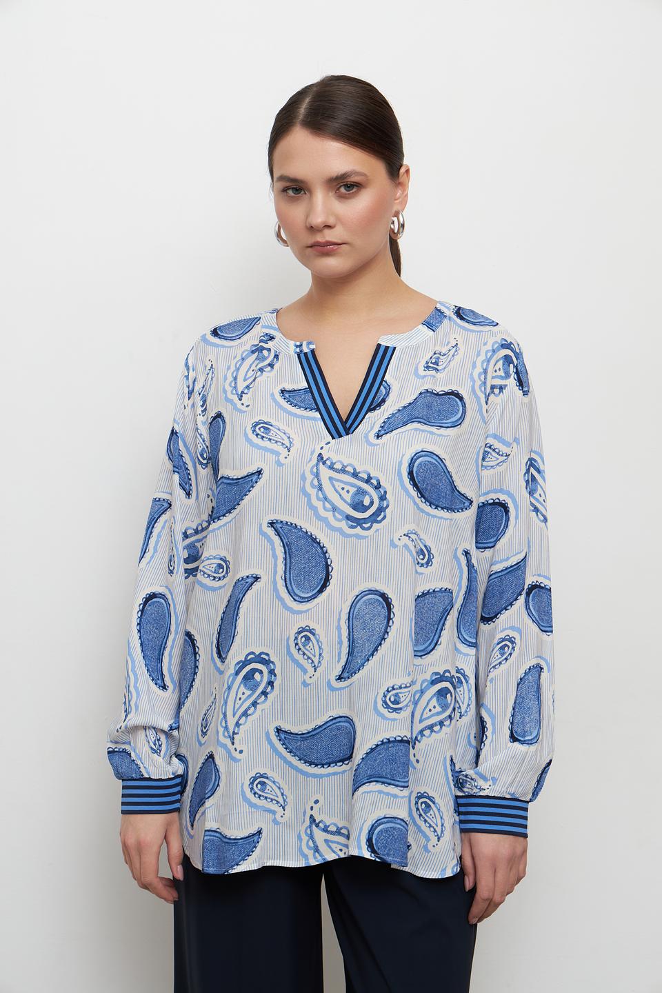 Блуза Frapp с пейсли голубой