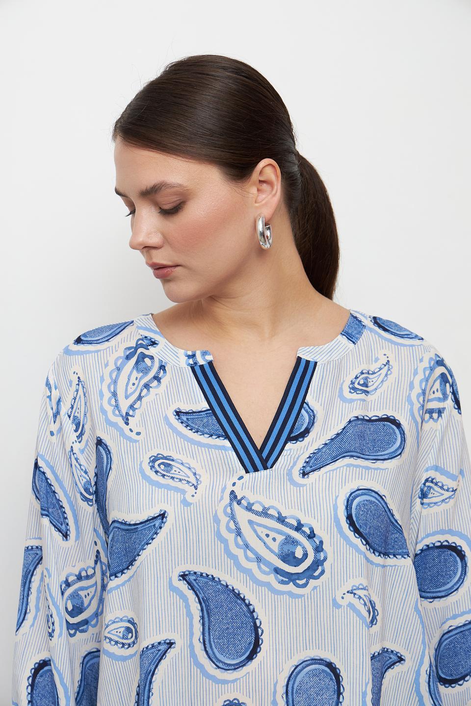Блуза Frapp с пейсли голубой