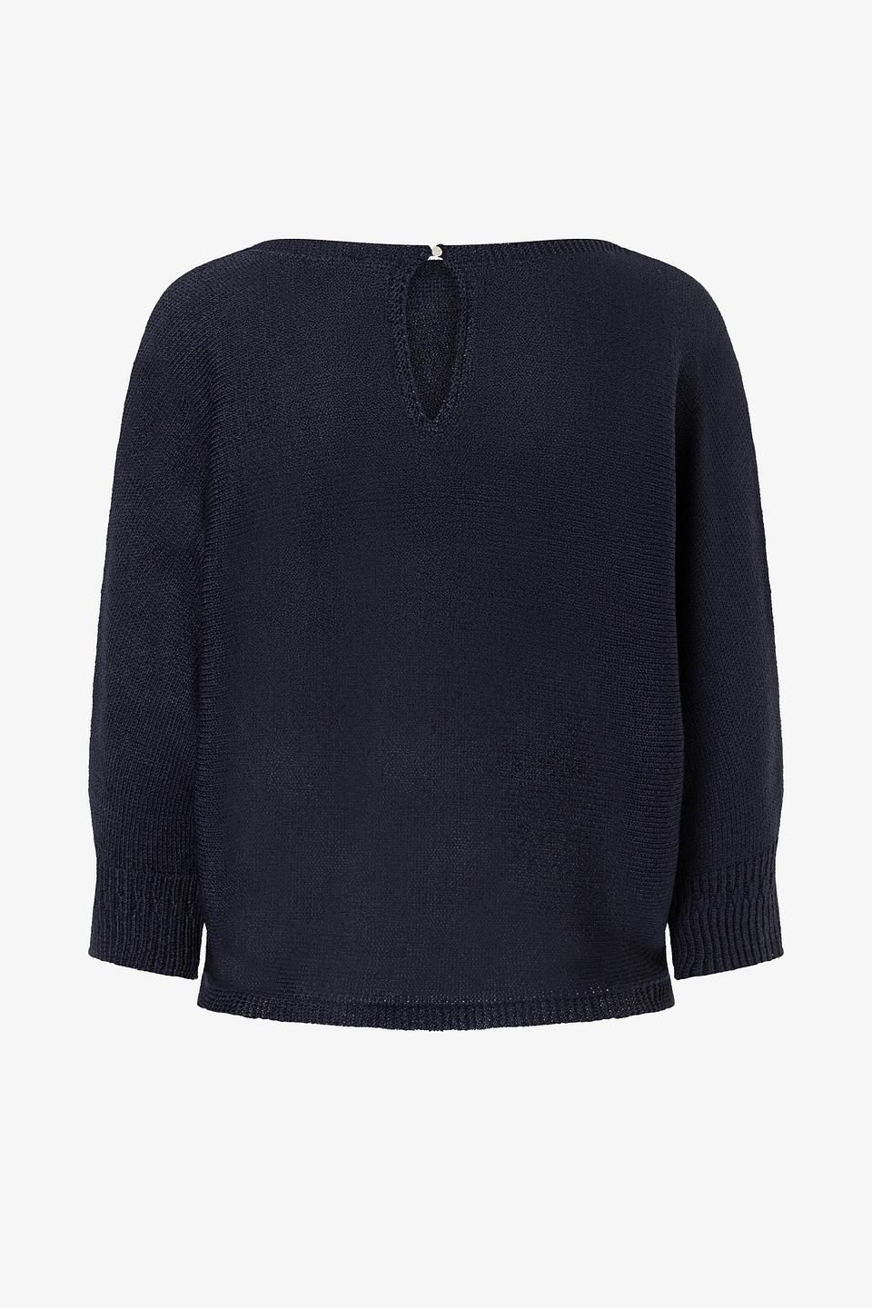 Пуловер MORE and MORE тёмно-синий с вырезом