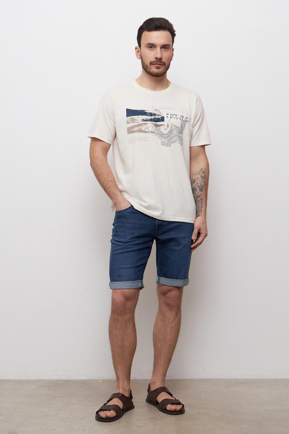 Футболка Casa Moda с принтом бежевая