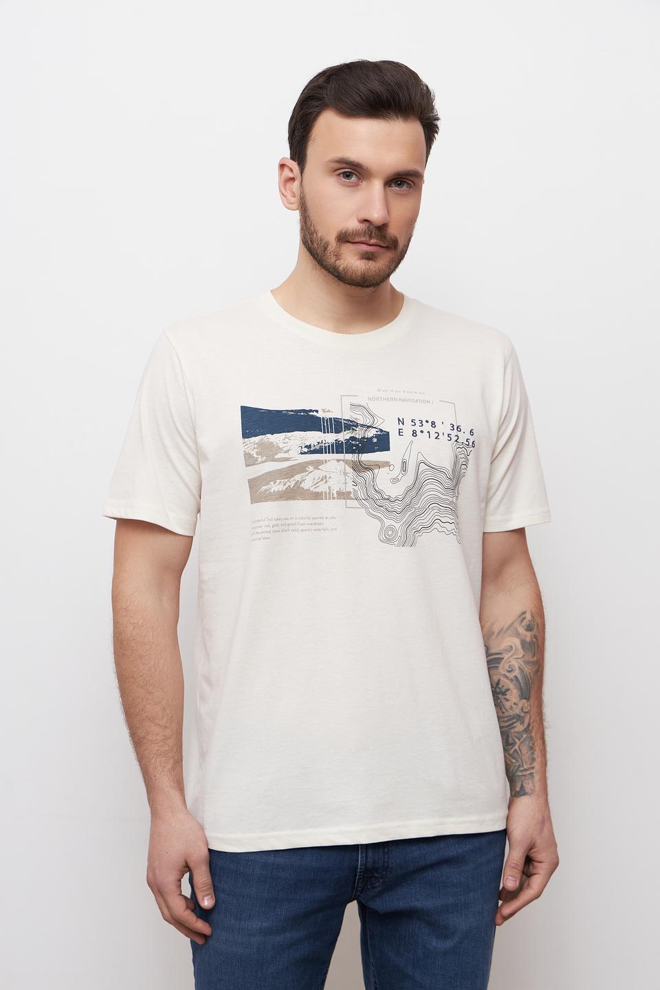 Футболка Casa Moda с принтом бежевая