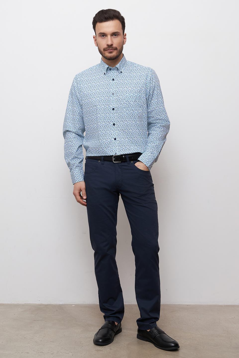 Рубашка Casa Moda с принтом голубой