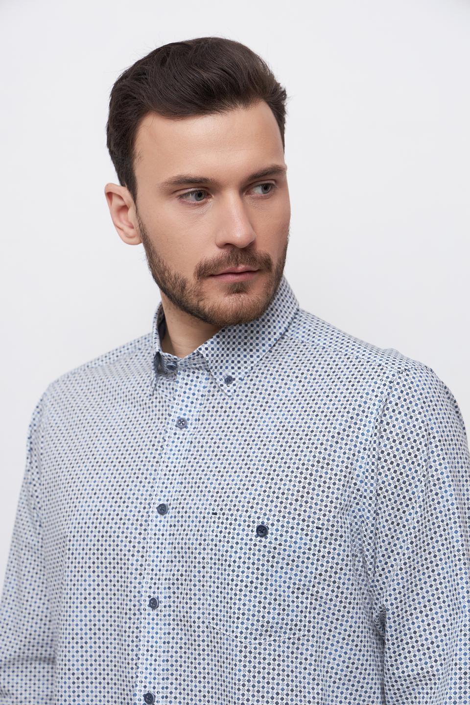 Рубашка Casa Moda в мелкий принт голубой